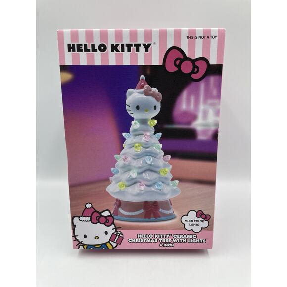 NEW Hello Kitty Ceramic Christmas Tree with Multi Colors 6" Light-Up Battery HTF - Picture 1 of 7